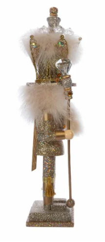 #54 16" Platinum & Gold Glittered King Nutcracker