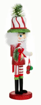 17" Decorative Hat Nutcracker--Candycane