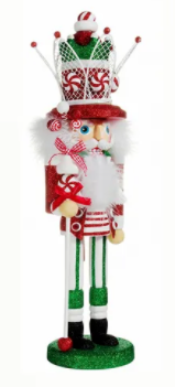 17" Decorative Hat Nutcracker--Peppermint