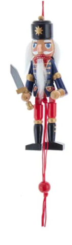 O20 5" Pull Puppet Nutcracker Ornament--Blue