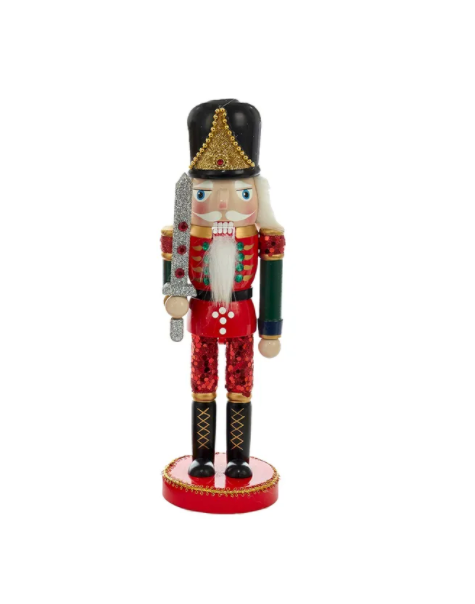 #23 10" Sequin Nutcracker--Red with Sword
