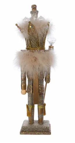 #54 16" Platinum & Gold Glittered King Nutcracker