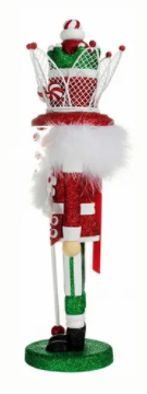 17" Decorative Hat Nutcracker--Peppermint