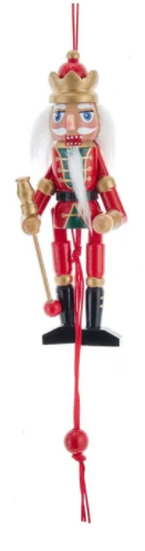 O19 5" Pull Puppet Nutcracker Ornament--Red