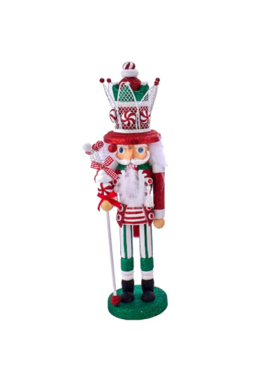 17" Decorative Hat Nutcracker--Peppermint