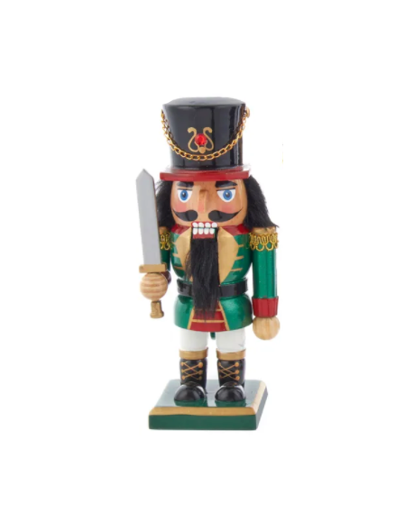 #14 9" Soldier & King Nutcracker--Green Sword