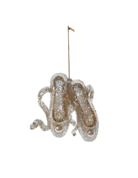 O33 Gold & Silver Ballet Shoes Ornament--Pearl