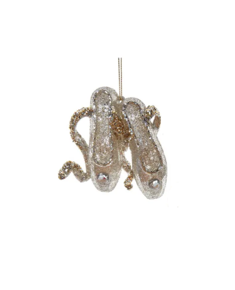 O34 Gold & Silver Ballet Shoes Ornament--Rhinestone