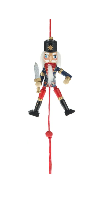 O20 5" Pull Puppet Nutcracker Ornament--Blue