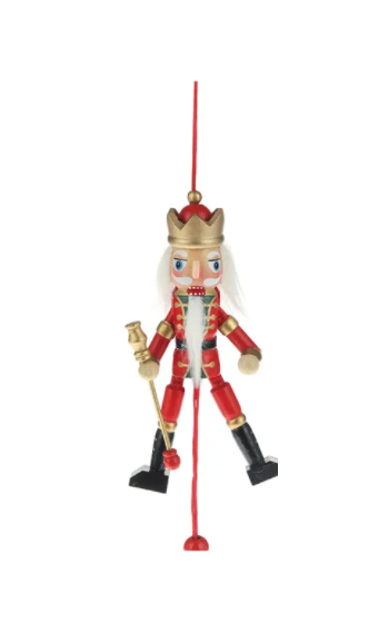 O19 5" Pull Puppet Nutcracker Ornament--Red